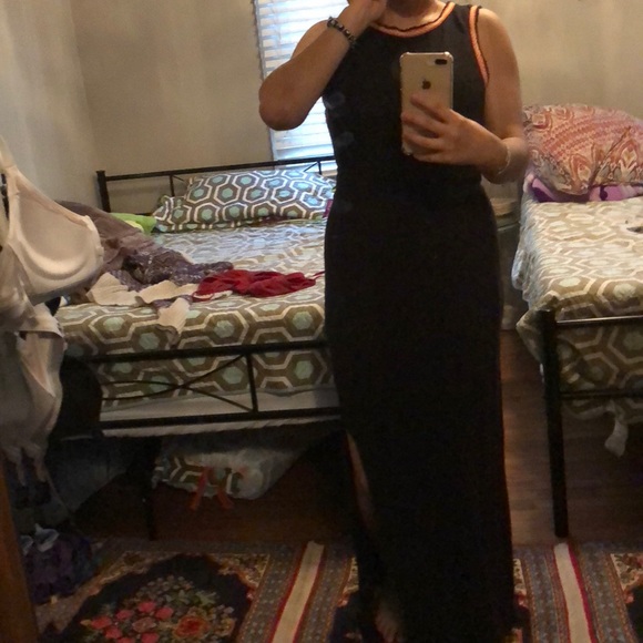 Black free people beach maxi dress with sexy slit - Picture 3 of 5